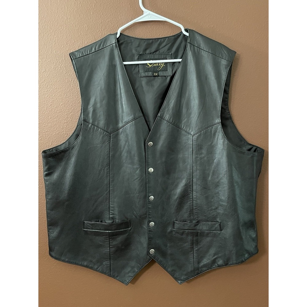 Scully 3 XL Black Leather Vest Western Rodeo Motorcycle